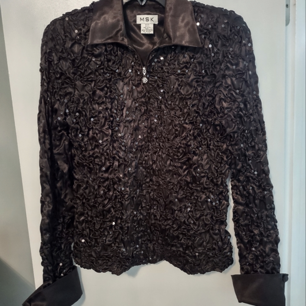 MSK Brown Dressy Top. Size Small.